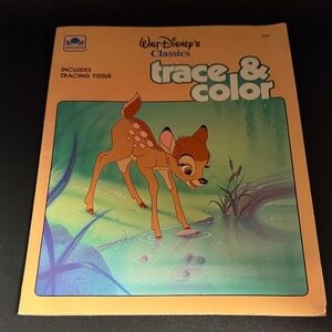 1988 Disney Classics Trace & Color Book with Bambi - Orange and Blue